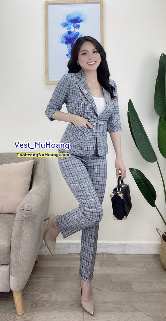 Bộ Vest nữ công sở đẹp, trẻ trung, thanh lịch (Tặng áo thun trong) – VN87